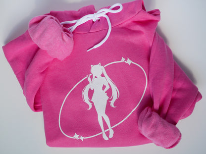 Glitter Anime Gamer Girl Hoodie – Pink and Purple Sweatshirt