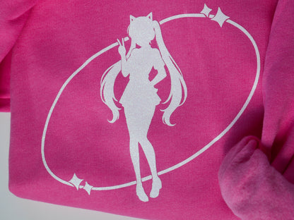 Glitter Anime Gamer Girl Hoodie – Pink and Purple Sweatshirt