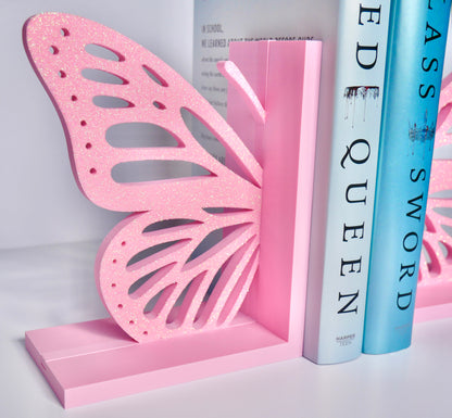 3D Printed Butterfly Bookends – Custom Colors, Glitter Finish, Interlocking Design for Bookshelf Décor