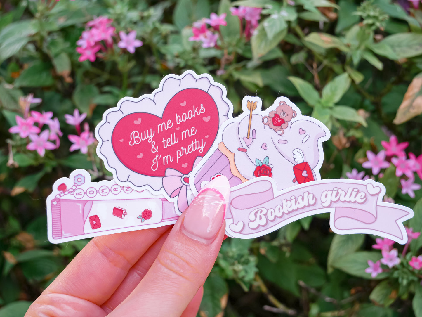 Romance Bookish Sticker Pack - Set of 4 Matte or Sparkly Stickers for Readers