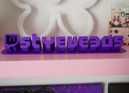 Custom 3D Printed Twitch Username Nameplate