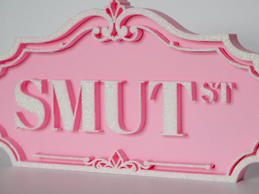 Custom Glitter Street Sign Shelf Decor – 3D Printed Bookshelf Sign