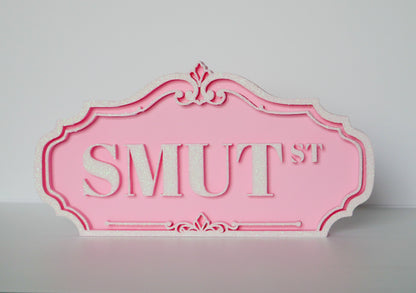 Custom Glitter Street Sign Shelf Decor – 3D Printed Bookshelf Sign
