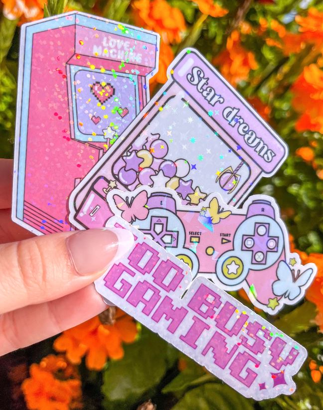 Gamer Girl Holographic Sticker Pack - 4 Piece Set